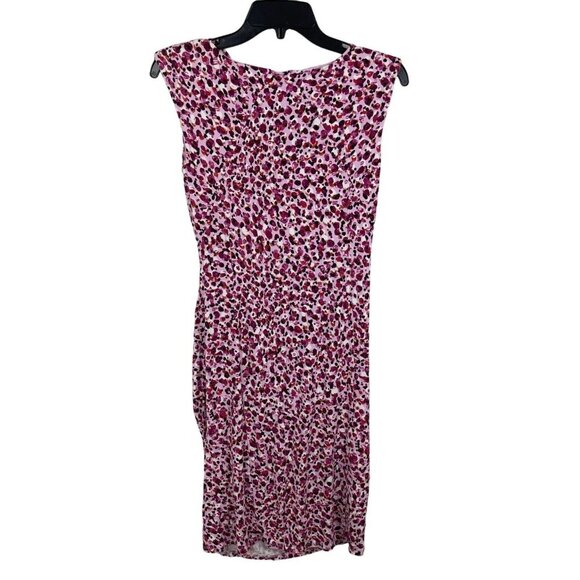 Ann Taylor Women Sleeveless Pink & Purple Abstract Print Draped Sheath Dress Siz - Picture 2 of 7